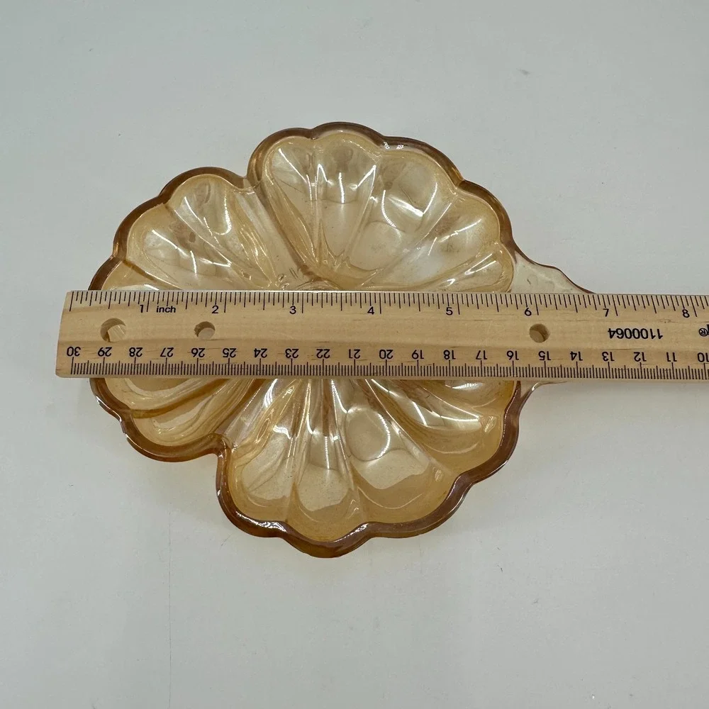 Vintage Jeannette Carnival Glass Hibiscus Island Candy Nut‎ Dish 6